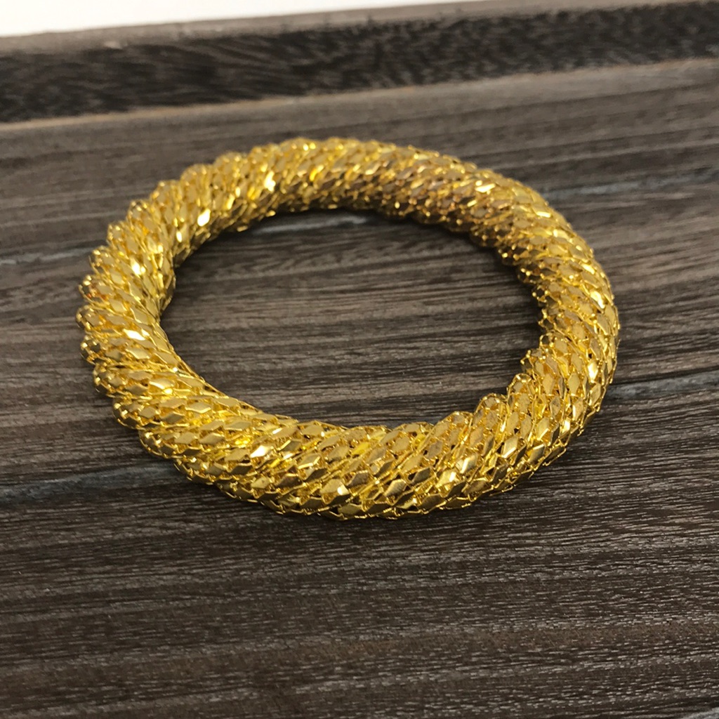 Twisted Rope Gold Tone Metal Bangle Bracelet